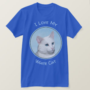 White Cat Malerei - Niedliche Original Cat Art T-Shirt