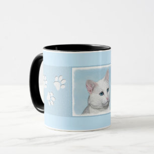 White Cat Malerei - Niedliche Original Cat Art Tasse