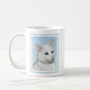 White Cat Malerei - Niedliche Original Cat Art Tasse