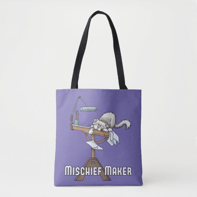 White Cat Mischief Maker Tote Bag (Vorderseite)