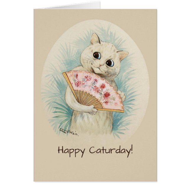 White cat mit einem Fan CC0134 Louis Wain (Vorne)