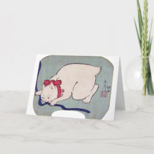 White Cat Playing with a String, Hiroshige Karte