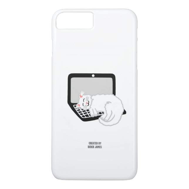 White Cat Sleeping on Laptop iPhone 8/7 Plus Fall Case-Mate iPhone Hülle (Rückseite)