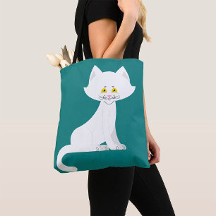 White Cat Tote Bag