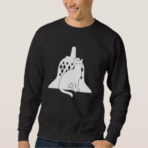 White Cat Travel Silhouette Borobudur Indonesien Sweatshirt