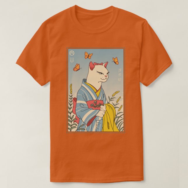 White Cat Ukiyoe T-Shirt (Design vorne)