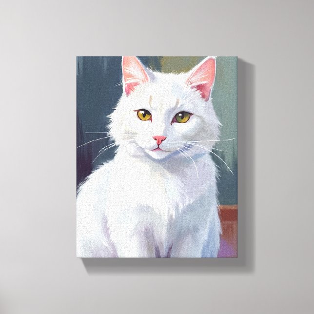 White Cat | Watercolor Cat Pet Painting Leinwanddruck (Vorderseite)