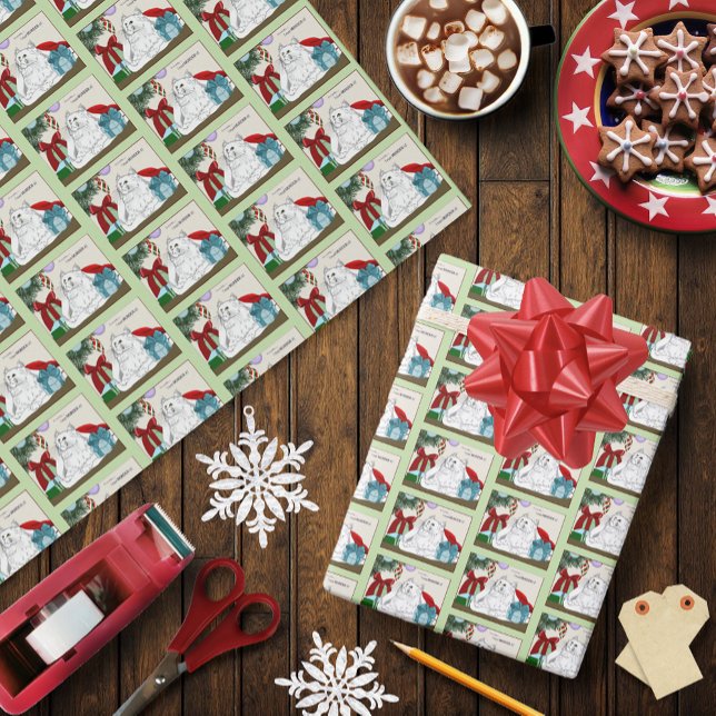 White Cat Weihnachtsschmuck Funny Geschenkpapier (Von Creator hochgeladen)