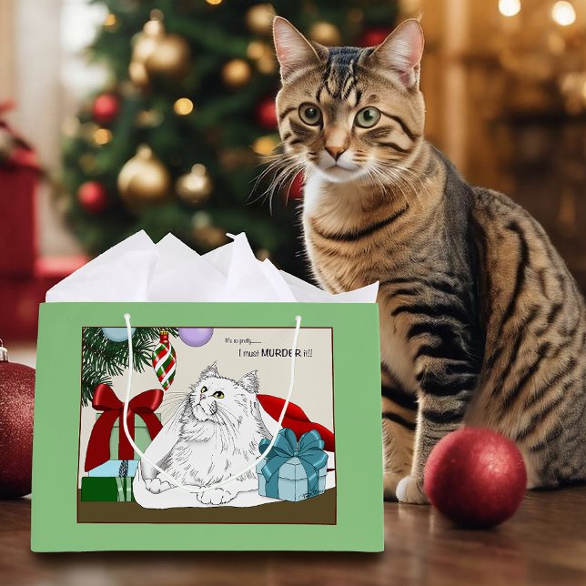White Cat Weihnachtsschmuck Funny Große Geschenktüte (Von Creator hochgeladen)