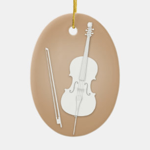White Cello mit Bow Custom Brown Music Keramik Ornament