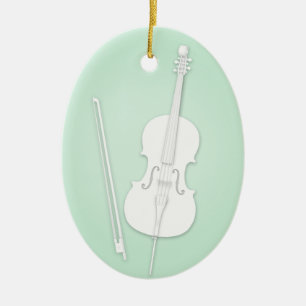 White Cello mit Bow Custom Minze Music Keramik Ornament