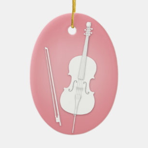 White Cello mit Bow Custom Rose Pink Music Keramik Ornament