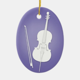 White Cello mit Bow Lila, benutzerdefinierte Musik Keramik Ornament