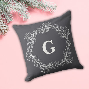 White Chalk Winter Weihnachtsfeiertag Monogramm Gr Kissen