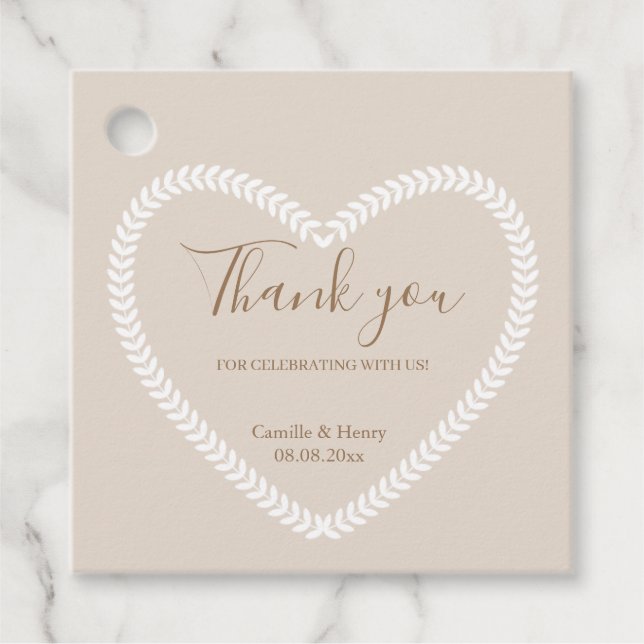 White Champagne Ivory Gold Herzlichen Dank für Ihr Geschenkanhänger (Vorderseite)