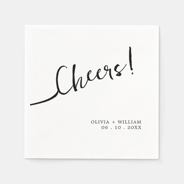 White Cheers Moderner Hochzeitcocktail Napkins Serviette (Vorderseite)