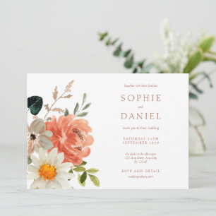 White Chic Floral Watercolor Einladung zur Hochzei