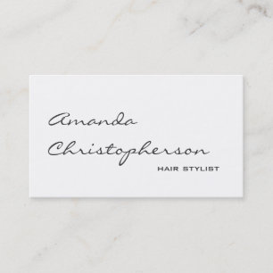 White Chic Handwriting Hair Stylist Business Card Visitenkarte