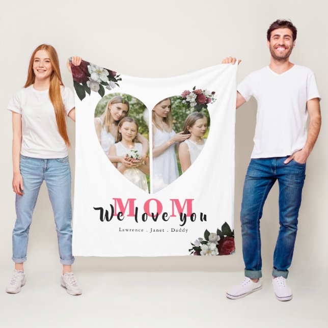 White Chic Heart Shaped Gift for Mother's Day  Fleecedecke (Beispiel)