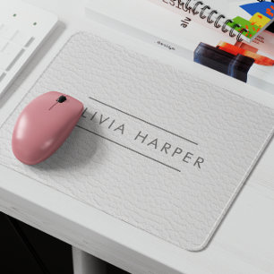White Chic   Minimaler Lederschau Mousepad