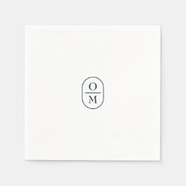 White | Chic Typography Minimal Monogram Wedding Serviette