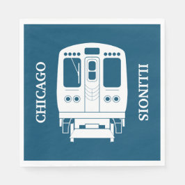 White Chicago "L" Profil auf Blue Background Serviette
