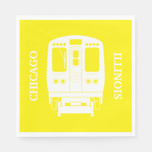 White Chicago "L" Profil auf gelbem Hintergrund Serviette