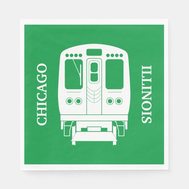 White Chicago "L" Profil auf grünem Hintergrund Serviette (Vorderseite)