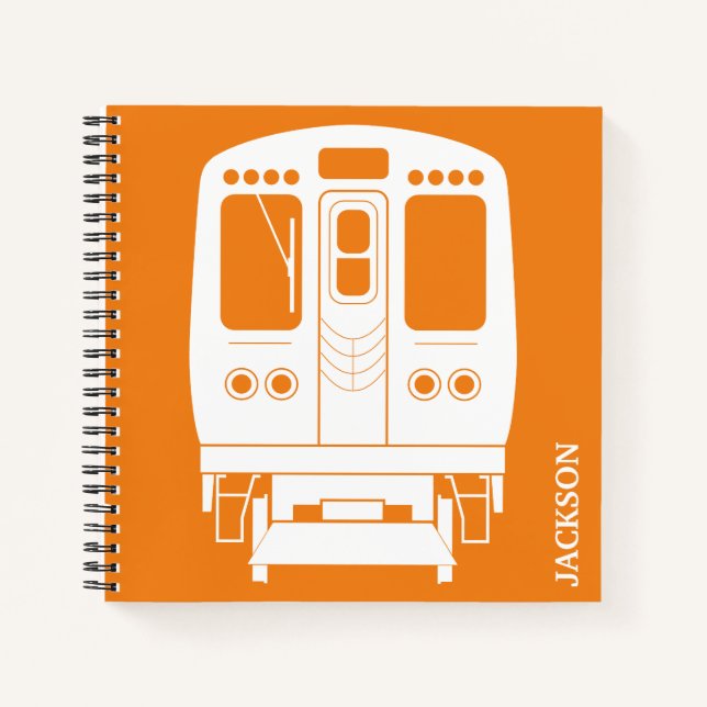 White Chicago "L" Profil auf Orange Background Notizbuch (Vorderseite)