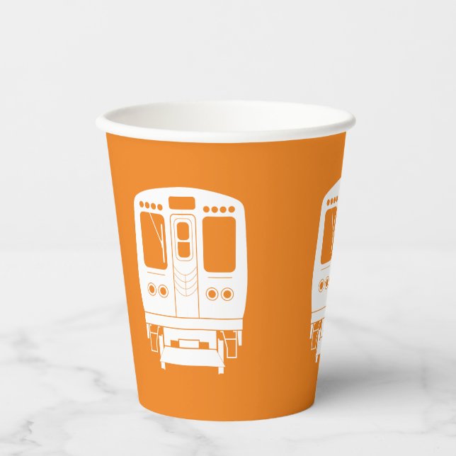 White Chicago "L" Profil auf Orange Background Pappbecher (Vorderseite)