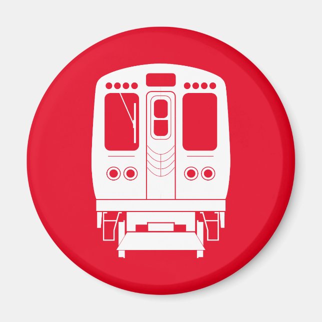 White Chicago "L" Profil auf Red Background Magnet (Vorne)
