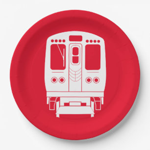 White Chicago "L" Profil auf Red Background Pappteller