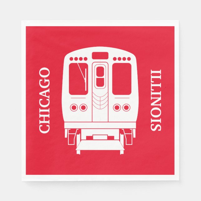 White Chicago "L" Profil auf Red Background Serviette (Vorderseite)