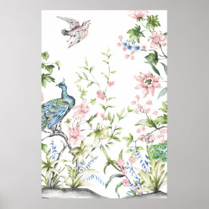 White Chinoiserie Kunstdrucke   24 x 36 Zoll Poster