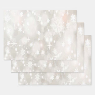 White Christmas Background Snowflakes Mistletoe Geschenkpapier Set