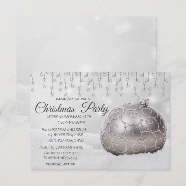 White Christmas Ball, Light Company Christmas Part Einladung (Vorne/Hinten)