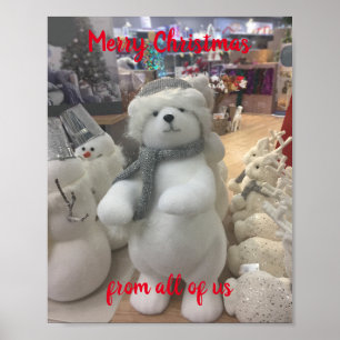 White Christmas Bear Custom Gruß Poster