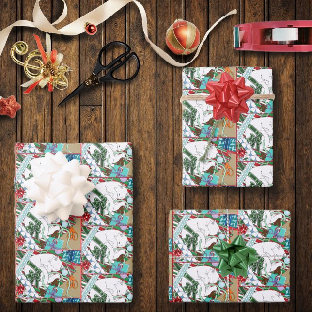 White Christmas Cat Geschenkpapier Set (Von Creator hochgeladen)