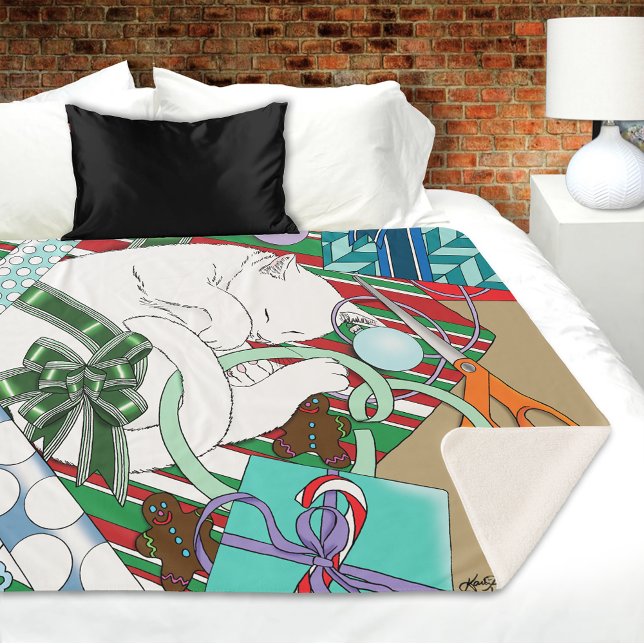 White Christmas Cat Sherpadecke (Von Creator hochgeladen)