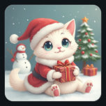 White Christmas Cat Stickers<br><div class="desc">White Christmas Cat Stickers</div>