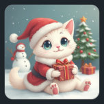 White Christmas Cat Stickers<br><div class="desc">White Christmas Cat Stickers</div>