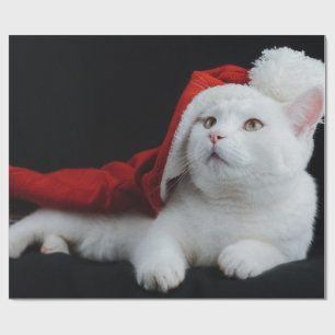 White Christmas Cat Wrapping Paper Geschenkpapier