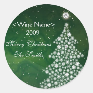 White Christmas Diamond Wine Label Runder Aufkleber