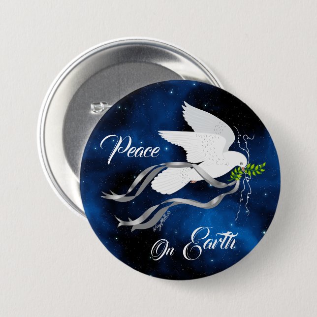 White Christmas Dove Button (Vorne & Hinten)