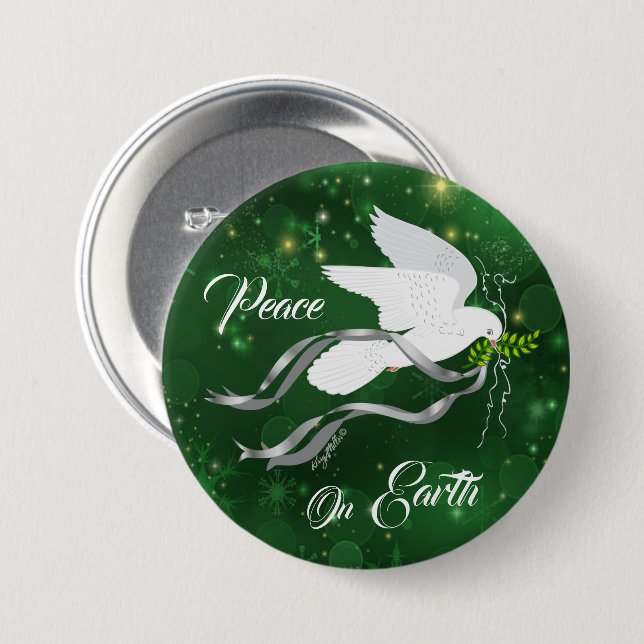 White Christmas Dove Button (Vorne & Hinten)