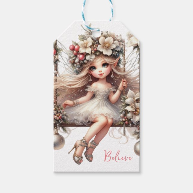 White Christmas Fairy Geschenkanhänger (Vorderseite)