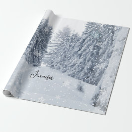 White Christmas Forest Snow Winter Wrapping Paper Geschenkpapier