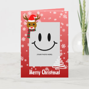 White Christmas Foto Rudolph Red Nosed Reindeer Karte