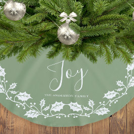 White Christmas Holly Joy Light Green Polyester Weihnachtsbaumdecke