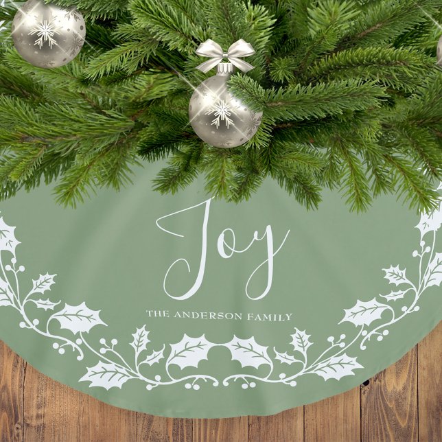 White Christmas Holly Joy Light Green Polyester Weihnachtsbaumdecke (Von Creator hochgeladen)